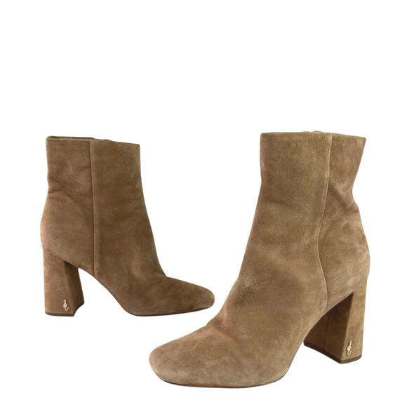 Sam Edelman Daria Women's Brown Suede Leather Square Toe Zipper Ankle Boots 8.5 - Picture 5 of 10